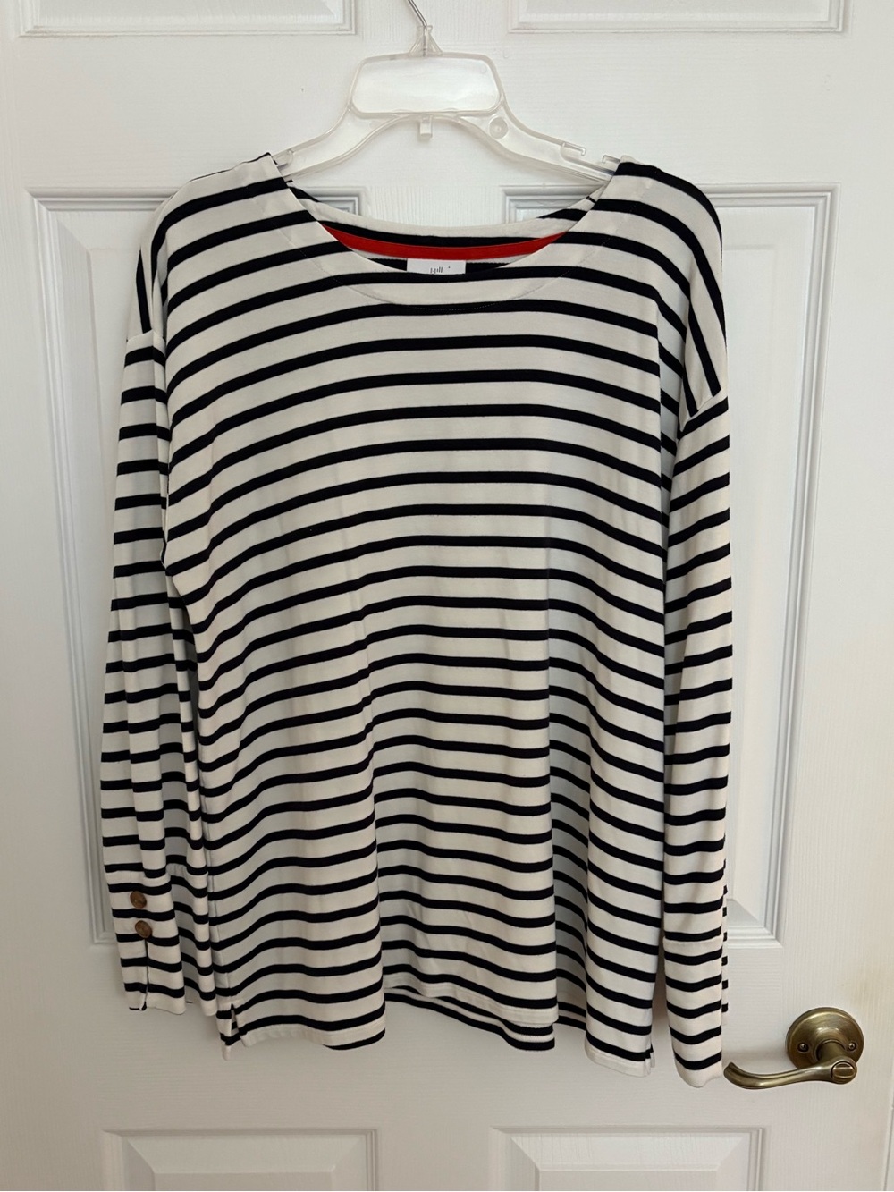 J. Jill Black and White Striped Long Sleeve Top